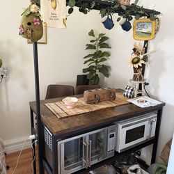 Rustic Kitchen Island / Coffee Bar Cart + 2 Swivel Chairs (Optional)