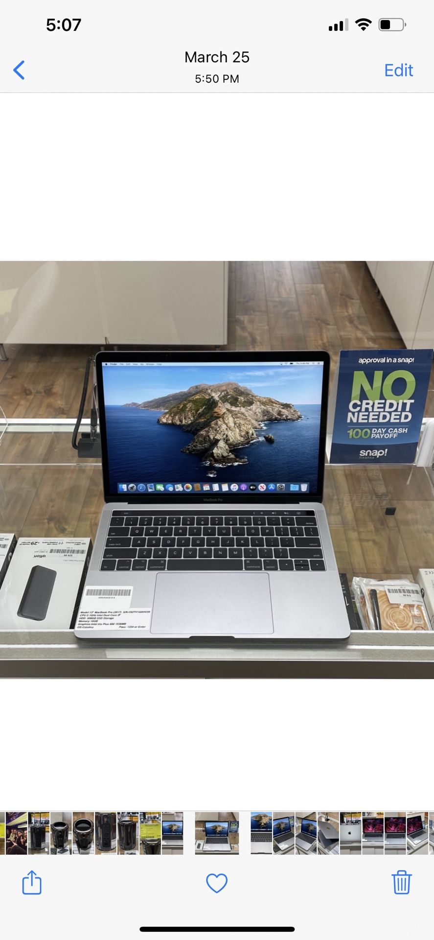 13" Macbook pro Touchbar- 3.1Ghz Intel Core i5- 500GB SSD- 16GB RAM