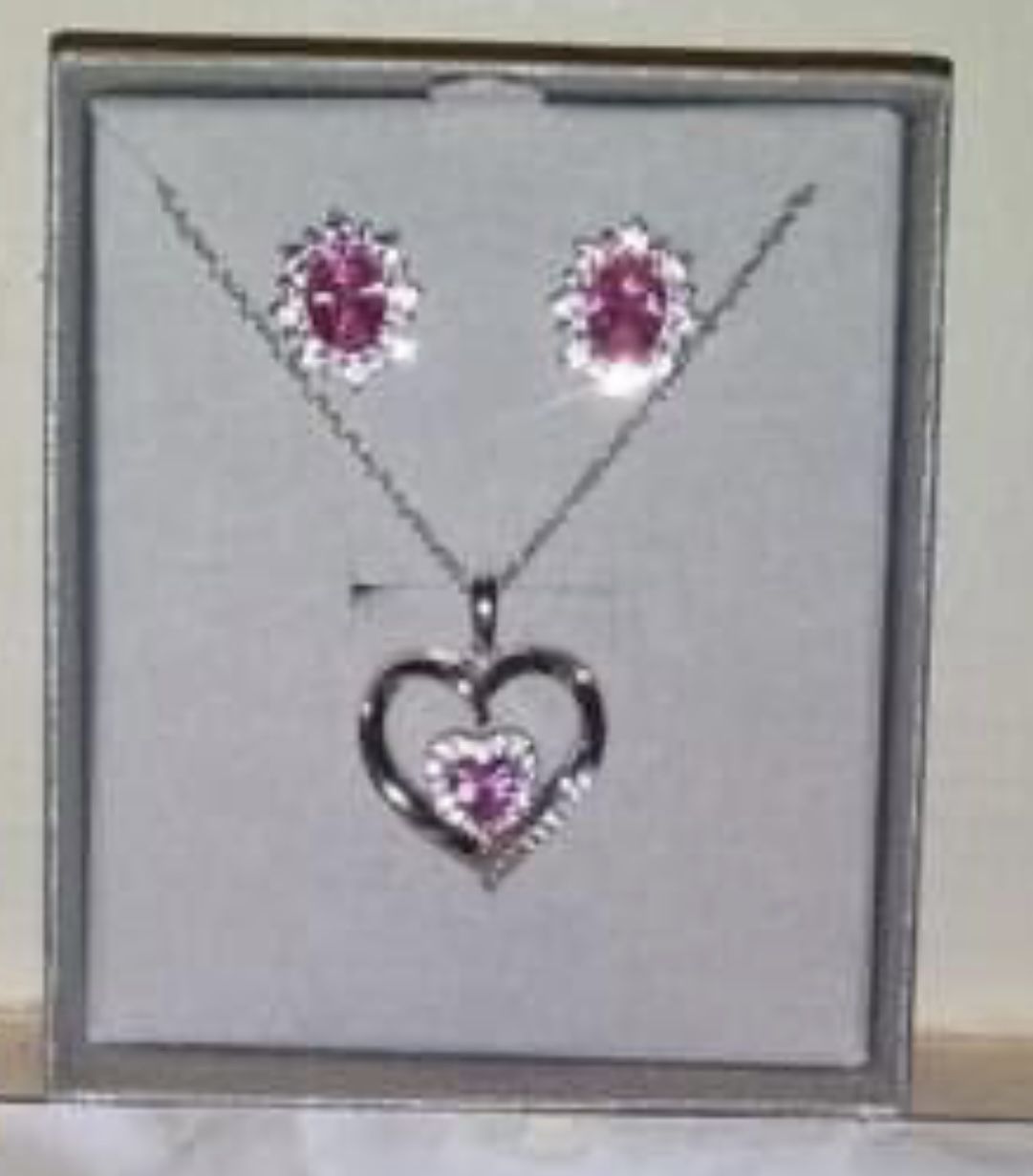 Sterling Silver Diamond Necklace & Earring Set (new)