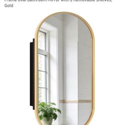 Gold Arched Medicine Cabinet With Mirror Door