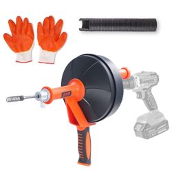 Drain Auger 25Ft, Plumbing Snake with Drill Attachment