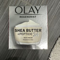NEW Olay Regenerist Shea Butter + Peptide 24 Rich Cream Face Moisturizer, Fragrance Free, 1.7 oz (48g)