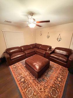 Large Brown Leather Electric Recliners sofa set
