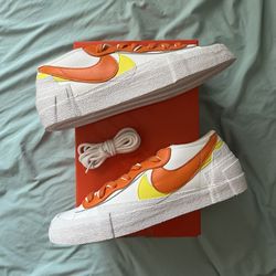 Sacai Nike Blazer Low Orange Yellow White New Size 10.5