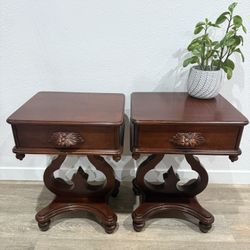 MELODIOUS nightstands - sold as a pair - Carl Forslund - lyre bases - end table - delivery available