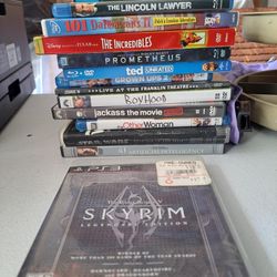 Shoes, movies, Skyrim ps3, escape/murder mystery games