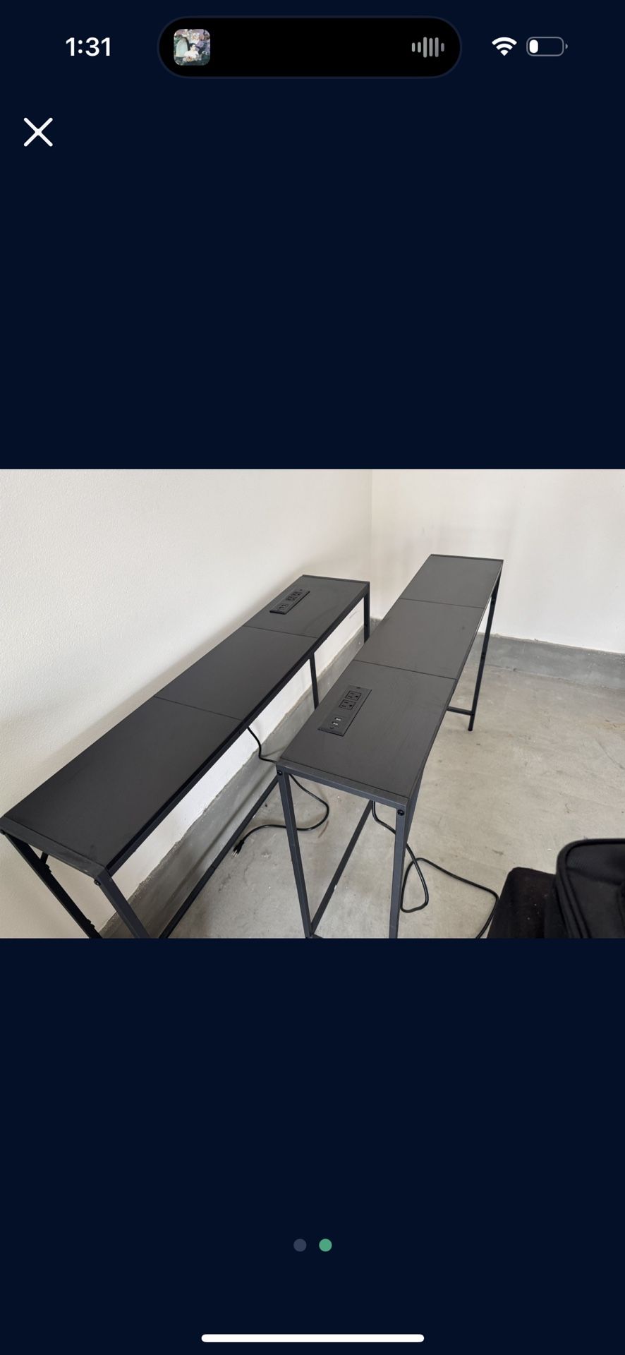 One 43.3” Entrance Table with Power Station, Behind Couch Table