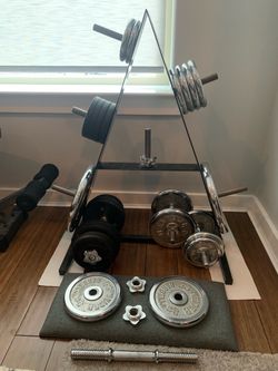 Weider Dumbbell and Weight Plate Set with Rack