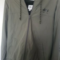 Vans Green Jacket.  Checkerboard Print on sleeve Size M