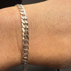 8” White Gold Filled Concave Cuban Bracelet 5mm 6.26g
