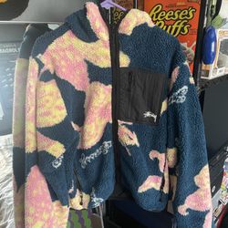 STUSSY FLORAL SHERPA HOOD JACKET