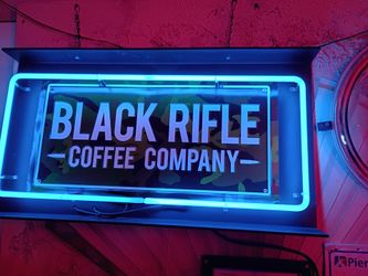 Black rifle coffee company neon sign