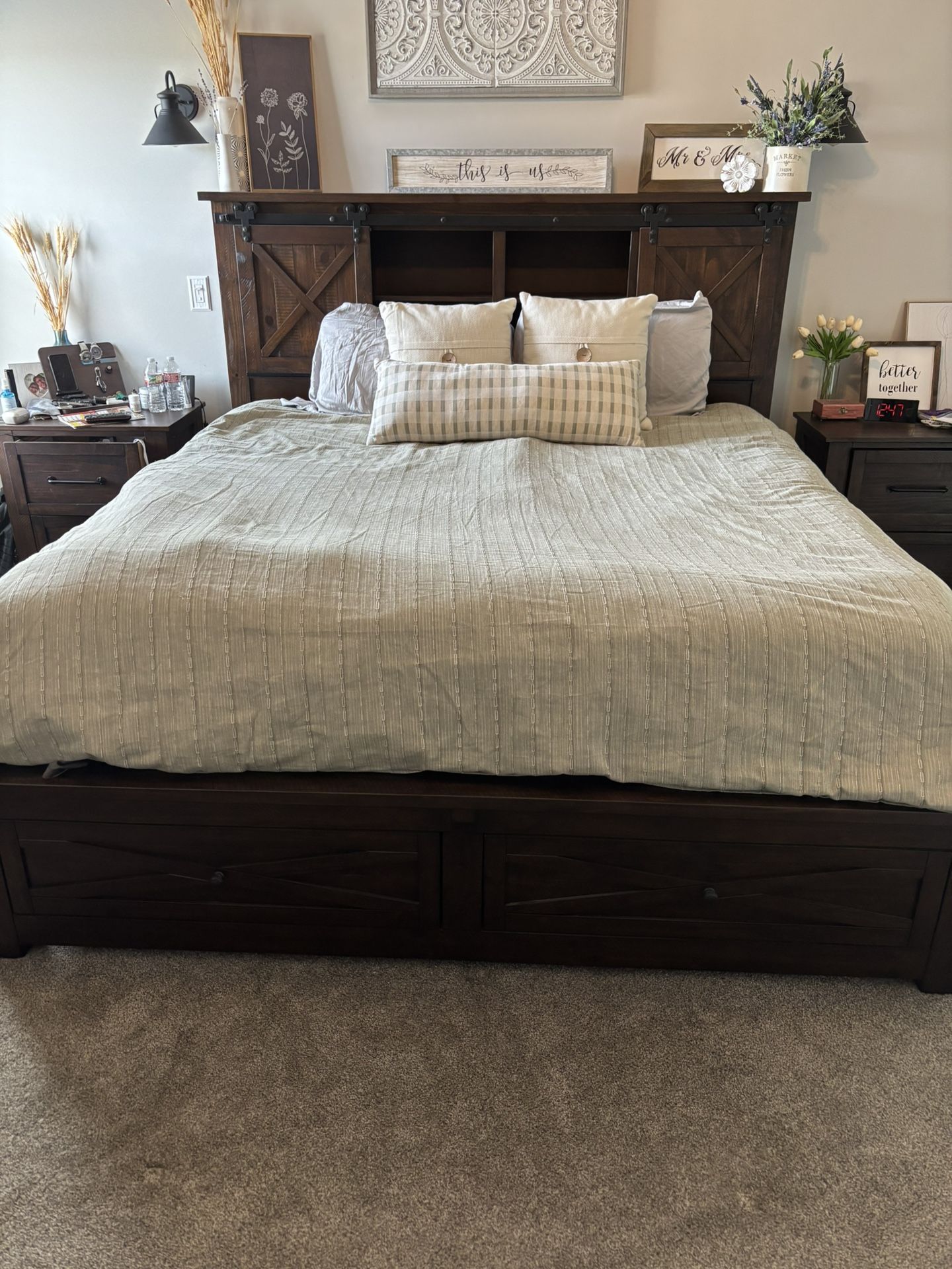 King Bed Frame/ Headboard —SOLID WOOD