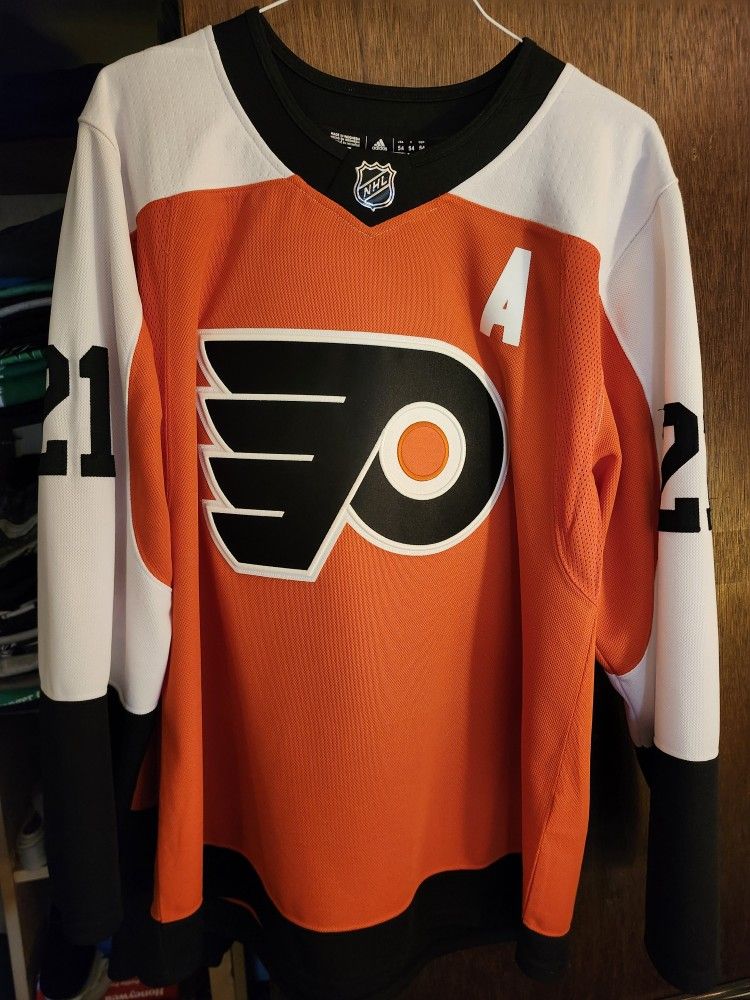 Flyers Laughton Jersey size 54. Comes with Laughton autographed #1, no COA.
