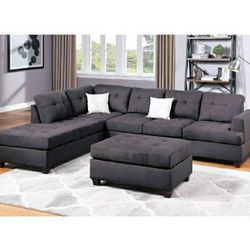 Ebony Sectional With Ottoman And 2 Accent Pillows Firm Price $600 