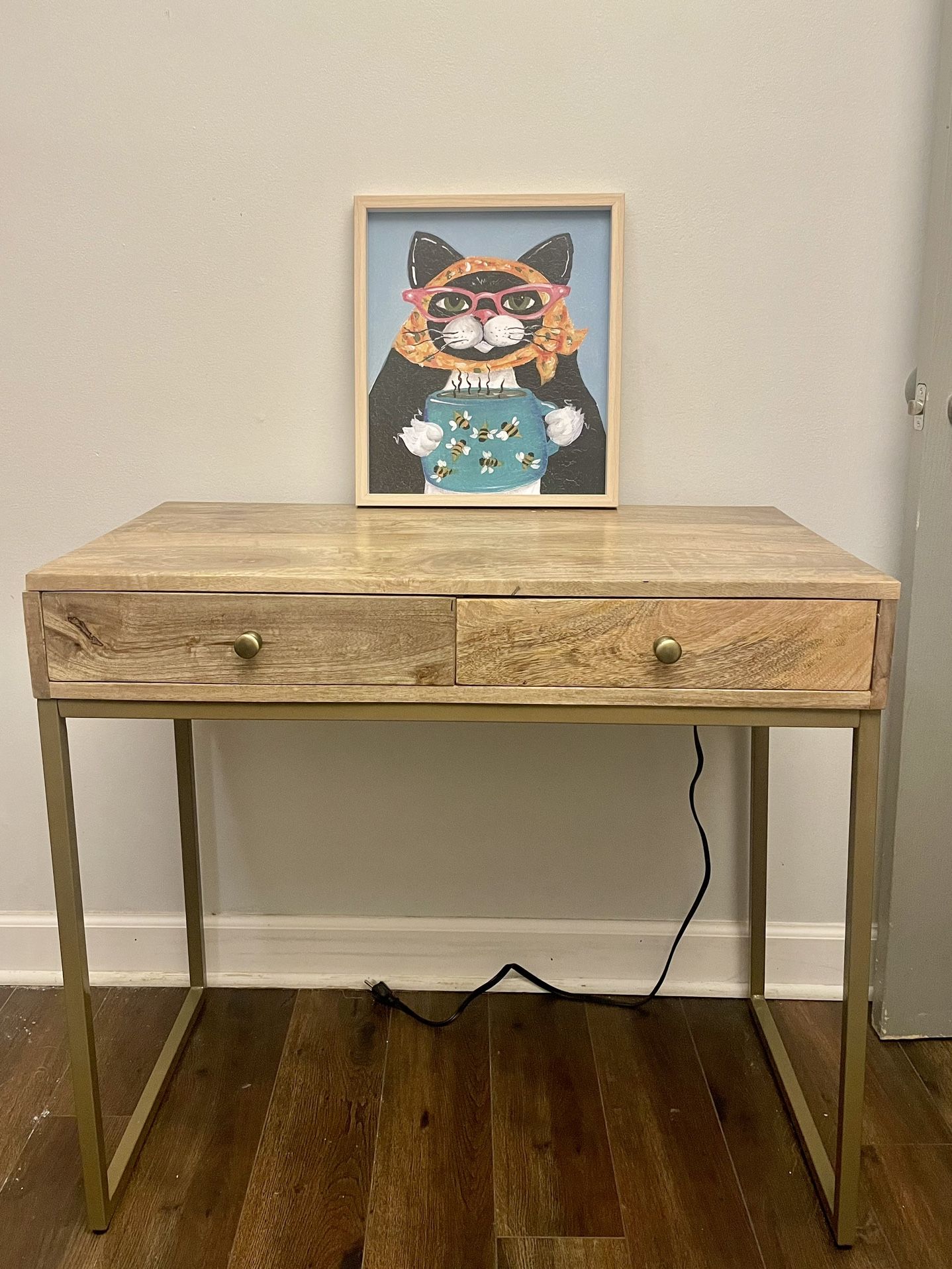Small Desk Real Wood With Outlets