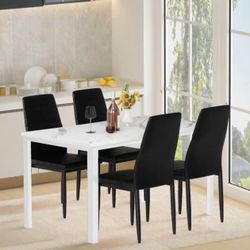 Dining Table Set for 4, Metal Frame Furniture Kitchen Table and Chairs with 4 Chairs for Dining Room