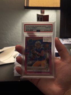 Justin Herbert 2020 Panini Donruss Optic Pink Velocity PSA 10 /79