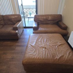 Sofa,Love Seat, Ottoman, Italian Leather 