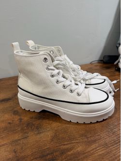 White Canvas High-Top Sneakers