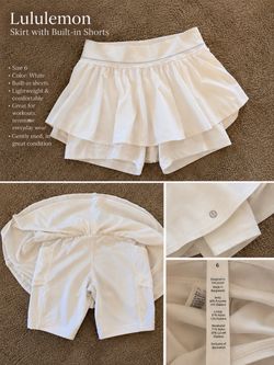 Lululemon White Skirt with Built-in Shorts Size 6