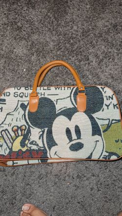 Mickey Mouse Canvas Tote Bag with Tan Handles
