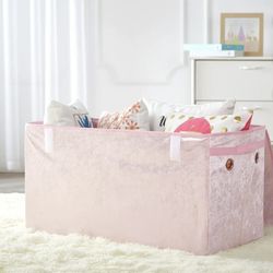 Velvet Collapsible Storage Trunk, Blush For Toys, Storage, Organization & More