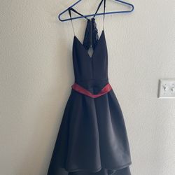 Black Homecoming Dress With Sewn On Ribbon