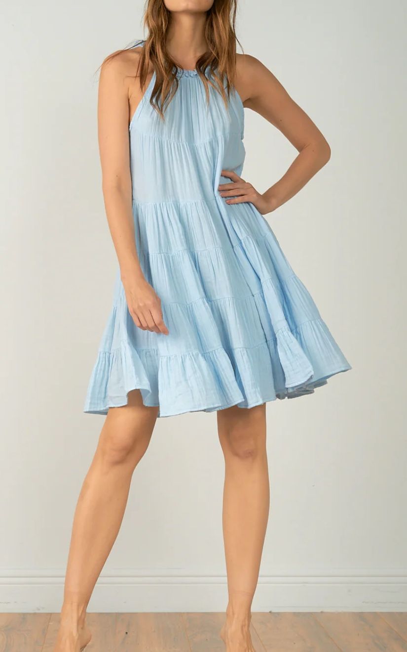 Elan Sky Blue Flowy Mini Dress Size S