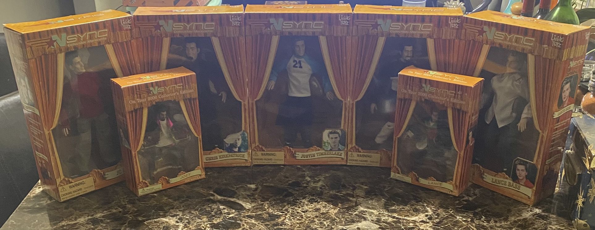 NSYNC Collectible Marionette dolls and music posters. Full 9 Piece set