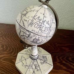 Comoy’s of London Faux Ivory Scrimshaw Small Desk World Globe
