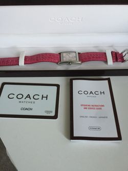 Coach 💯crocodile alligator skin pink opal watch