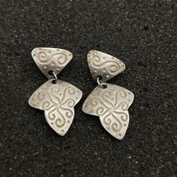 1.5" NP Southwestern Style Silver-Embossed Silver Earrings