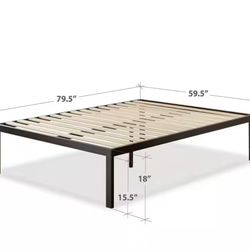 Metal Bed Frame With Wooden Slats Zinus 80x60