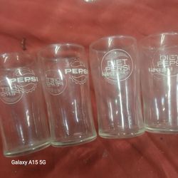 Pepsi & Diet Pepsi Vintage Glass Tumblers Set of 4