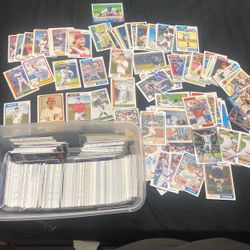 A box of baseball cards