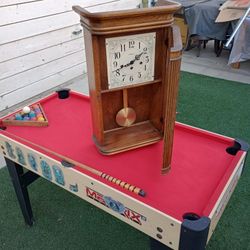 Pool Table And Antique Clock 