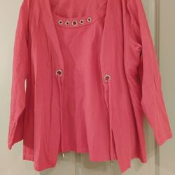 Quaker Factory Barbiecore Pink Crystals Top Size 3X