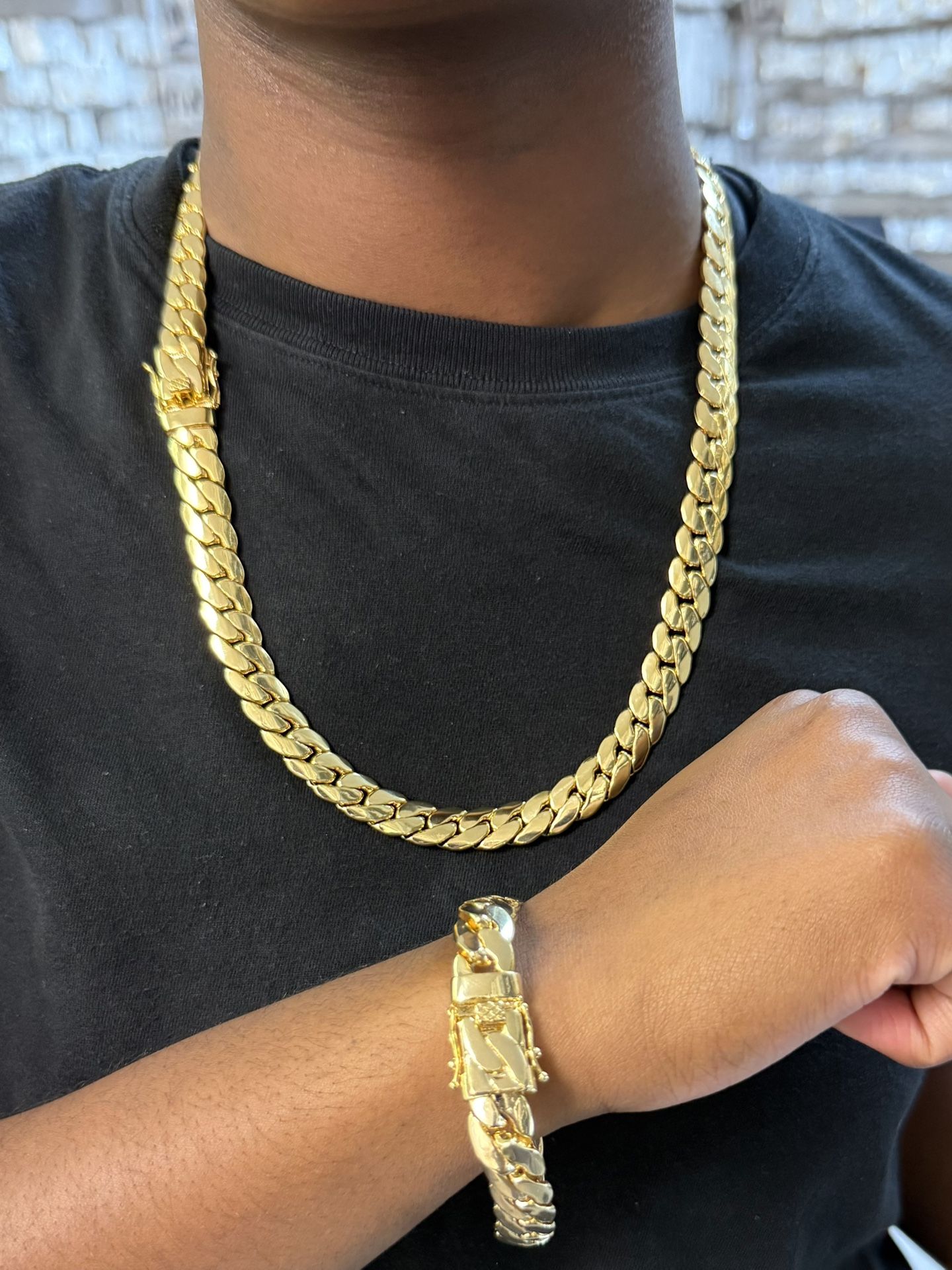 14k premium gold plated stamped necklace and bracelet
