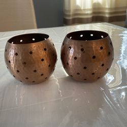 4” Copper Candle Holders - Set Of 2