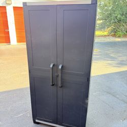 Keter Premium One 35-in W x 74-in H x 18.5-in D Freestanding Plastic Garage Cabinet in Black