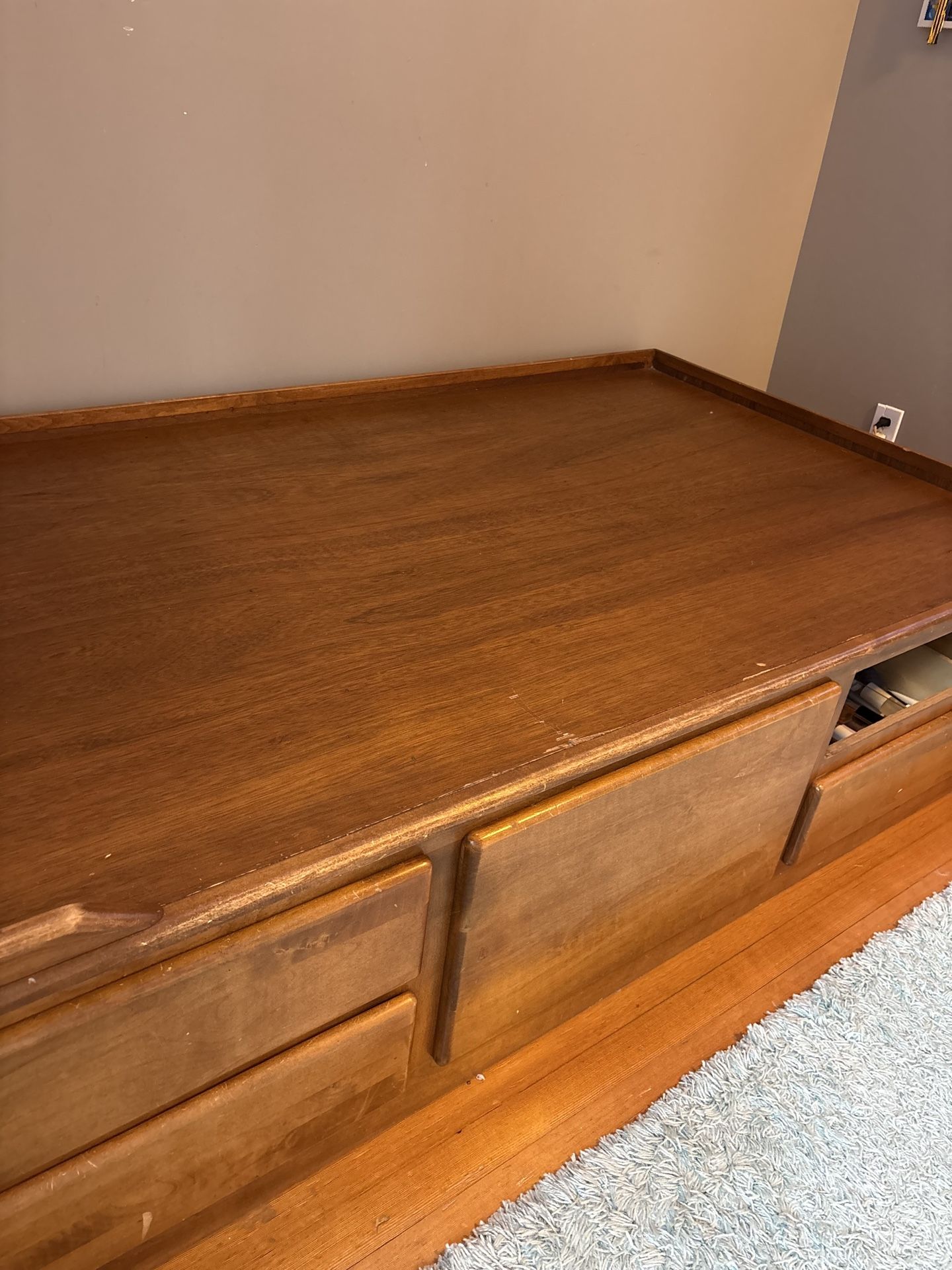 Wood Single Bed With Drawers!