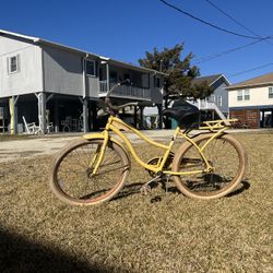 Yellow Huffy Cruiser Bike