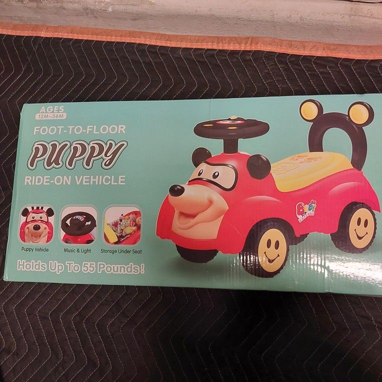 Foot-to-Floor Puppy Ride-On Vehicle Car For Kids