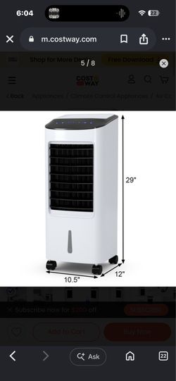 Like New Costway Pre-loved Evaporative Portable Air Cooler Fan Humidifier with Remote Control