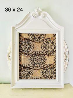 Jewelry Or Picture Hanger Organizer White & Burlap Bulletin Board