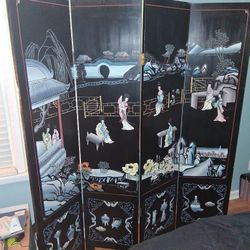 4 Panel Vintage Asian Screen Room Divider