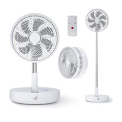  12 inch Oscillating Fan with Remote, Battery Operated Fan Adjustable Height, USB Rechargeable- 9 Speeds, 9H Timer Setting for Bedroom Home Office Out
