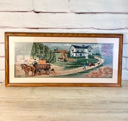 Vintage Textile Wall Art Country Farm