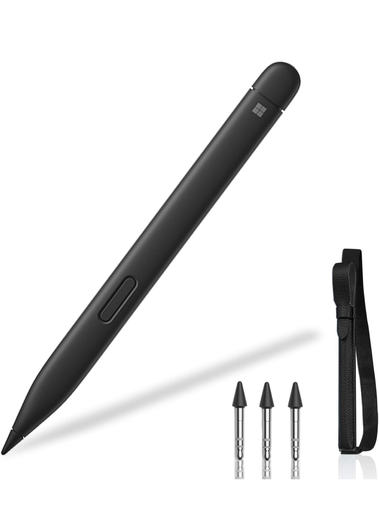 Surface Slim Pen 2 Matte - Bluetooth 5.0 Connectivity - 4,096 Points of Pressure Sensitivity - with Slim Pen 3 Tips and Pencil Holder  Color Black Bra